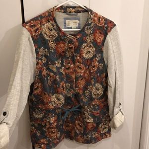 Anthropologie Floral Sweater Blazer